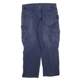 CARHARTT Mens Regular Fit Blue Cotton Blend Zip Closure Cargo Trousers W36 L27