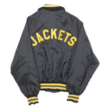 DON ALLERSON Mens Black & Yellow Varsity Button Jacket S Nylon Embroidered 1987