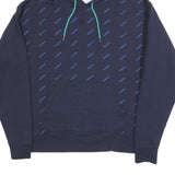 CHAMPION Mens Navy Blue & Green Hooded Pullover L Cotton Blend Hoodie
