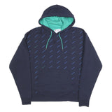 CHAMPION Mens Navy Blue & Green Hooded Pullover L Cotton Blend Hoodie