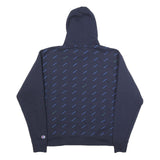 CHAMPION Mens Navy Blue & Green Hooded Pullover L Cotton Blend Hoodie