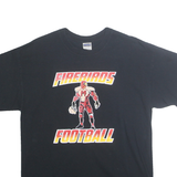 GILDEN Mens Black Firebirds Football Graphic T-Shirt L Short Sleeve Crew Neck