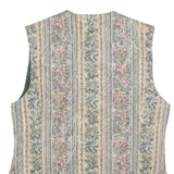 MISS ETAM Womens Beige Tailored Jacket L Cotton Blend Striped Floral Pattern