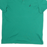 NAUTICA Mens Green Short Sleeve Plain Polo Shirt L Cotton Casual Classic