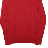 NAUTICA Mens Red Plain Cotton Blend Pullover V-Neck Jumper M Casual Lightweight