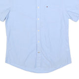 TOMMY HILFIGER Mens Blue Cotton Blend Shirt M Classic Button-Down Collar Short