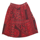KORET Womens Red Black Floral Patchwork A-Line Knee Length Polyester Blend Skirt