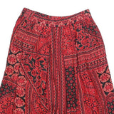 KORET Womens Red Black Floral Patchwork A-Line Knee Length Polyester Blend Skirt
