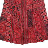 KORET Womens Red Black Floral Patchwork A-Line Knee Length Polyester Blend Skirt