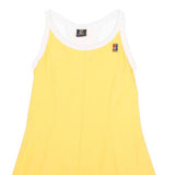 NIKE Court Womens Yellow & White Tennis Dress Blend Jersey Sleeveless Round
