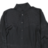 Womens Black Basic Long Sleeve Button Neck Plain Top L Elegant Officewear