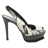 BEBE Womens Slingback Platform Heels Black & White Leather UK 5 Elegant Style