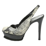 BEBE Womens Slingback Platform Heels Black & White Leather UK 5 Elegant Style