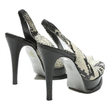 BEBE Womens Slingback Platform Heels Black & White Leather UK 5 Elegant Style