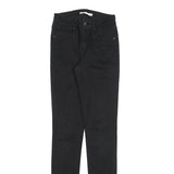 LEVI'S 721 Womens Slim Black Denim Jeans W25 L34 Cotton Blend Zip