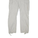 H&M Mens Relaxed Beige Cotton Blend Cargo Trousers W35 L31 Casual Zip Pocketed