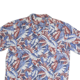 PARADISE BAY Mens Blue & Red Leaf Patterned Cotton Shirt M Hawaiian Style
