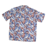 PARADISE BAY Mens Blue & Red Leaf Patterned Cotton Shirt M Hawaiian Style
