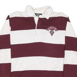 CHARLES RIVERR Mens Maroon & White Rugby Stripe Long Sleeve Polo Shirt M Thick