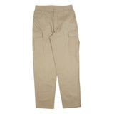 Beige Mens Regular Fit Cotton Blend Cargo Trousers W32 L32 Utility Pocket Zip