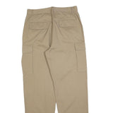 Beige Mens Regular Fit Cotton Blend Cargo Trousers W32 L32 Utility Pocket Zip