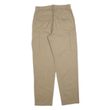 Beige Mens Regular Fit Cotton Blend Cargo Trousers W32 L32 Utility Pocket Zip
