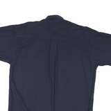 CHAPS Mens Navy Blue Casual Shirt L Cotton Blend Short Sleeve Button Down