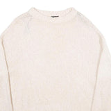 H&M Womens Cream Plain Pullover Basic Knit Jumper S Soft Acrylic Light Weight