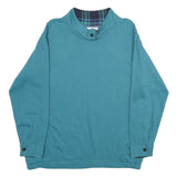 METROPOLITAN Womens Blue Collared L Cotton Blend Sweatshirt Pullover Casual