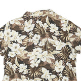 Womens Brown & Cream Floral Cotton Blend Shirt Short Sleeve Collared XL Casual