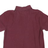 TOMMY HILFIGER Mens Maroon Short Sleeve Plain Polo Shirt L Cotton Blend Classic