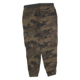 BERSHKA Womens Cotton Blend Green & Brown Camouflage Slim Cargo Trousers W34 L27