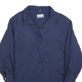 GREENVILLAGE Womens Blue Jacket L Polyester Blend Plain Zip Classic Fit Casual