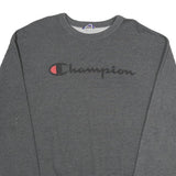 CHAMPION Mens Grey Cotton Blend Crew Neck M Logo Sweatshirt Pullover