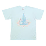 ONEITA Womens Light Blue Graphic T-Shirt XL Short Sleeve Crew Neck Cotton Blend