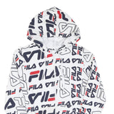 FILA Womens White & Navy Logo Print Zip Up Hoodie UK 10