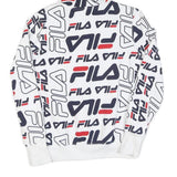 FILA Womens White & Navy Logo Print Zip Up Hoodie UK 10