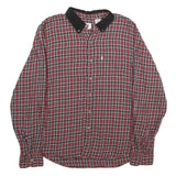LEVI'S Mens Red Black Check Shirt L Cotton Long Sleeve Button Collar Casual