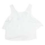 TRAFALUC Womens White Basic Sleeveless Round Neck Plain M Summer Top