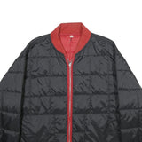 Mens Black & Red Quilted Jacket XL Zip Bomber Style Casual Outerwear