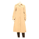 Womens Beige Button Closure Viscose Jacket Coat S Plain Long Sleeve Classic Fit