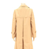 Womens Beige Button Closure Viscose Jacket Coat S Plain Long Sleeve Classic Fit
