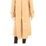 Womens Beige Button Closure Viscose Jacket Coat S Plain Long Sleeve Classic Fit