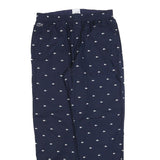 LACOSTE Mens Cotton Blend Navy Relaxed Straight Trousers W36 L30 Crocodile Logo