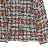 VERSAL Womens Black & Orange Check Button Jacket M Cotton Blend Classic Fit