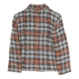 VERSAL Womens Black & Orange Check Button Jacket M Cotton Blend Classic Fit