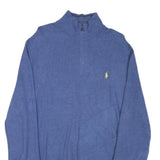 POLO RALPH LAUREN Mens Blue Yellow Logo Patterned Half Zip Jumper Cotton Blend L