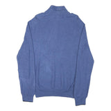 POLO RALPH LAUREN Mens Blue Yellow Logo Patterned Half Zip Jumper Cotton Blend L