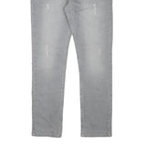 DIESEL Mens Slim Grey Denim Slim Jeans Cotton Blend W33 L29 Distressed Zip