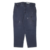 CARHARTT Mens Regular Fit Blue Cotton Blend Trousers W40 L32 Workwear Zip